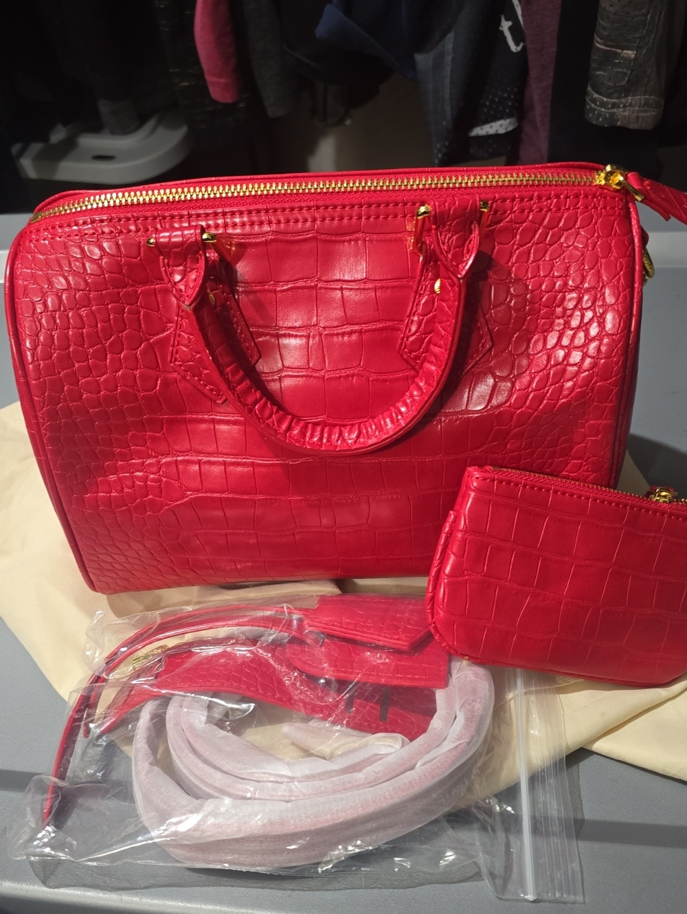 Red Imitation Gator Bag